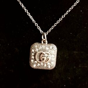 Upcycled Designer Brand Elegant Silver Pendant Necklace #19